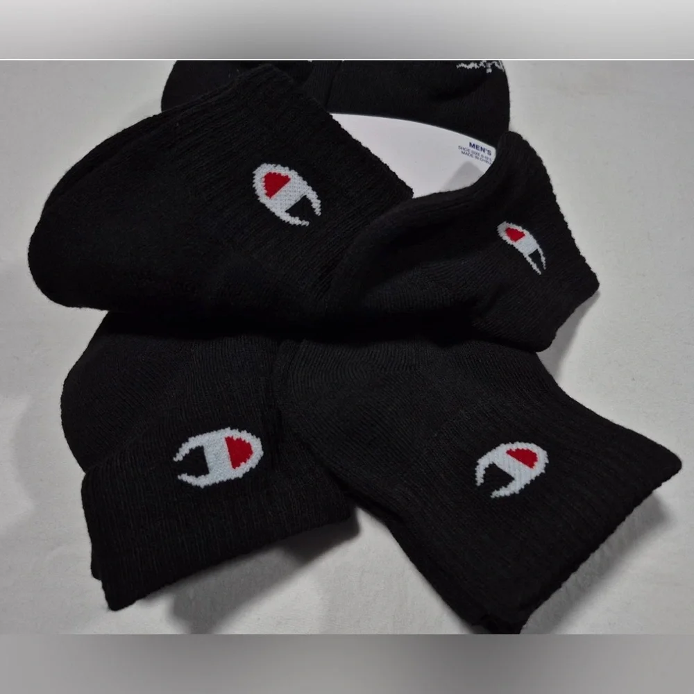 Champion Men’s Performance Cushion Quarter Ankle Socks 6 pairs black size 6-12
